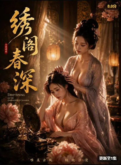 短剧《绣阁春深》票根海报,古装宅斗情感题材